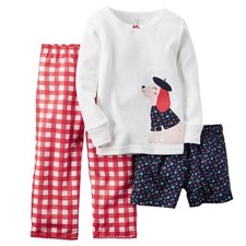 NWT Girls 7 CARTER'S Dog 3 piece Pajama Set CUTE  L K 