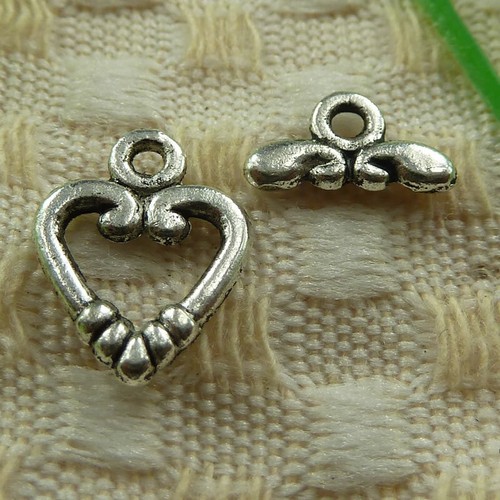 300 Sets Tibetan Silver Heart Clasps 11X6MM 14X11MM S3771 DIY Jewelry Making - Picture 3 of 6