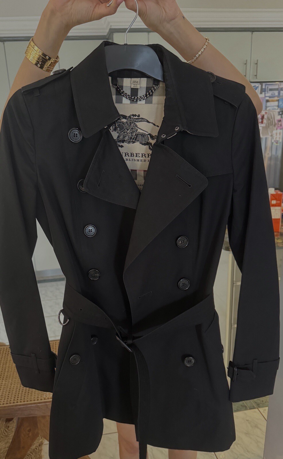 Burberry Black Chelsea Trench  Designer Coat Jacket Sz Eu 36 Uk 4 US 2 Rrp$4390 image 6