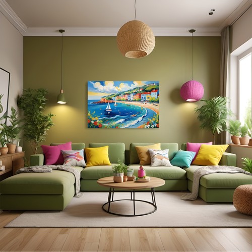 Seaside Beach Bay Boats #2 Wall Art Canvas Print Living Room Abstract Decor - Picture 18 of 18
