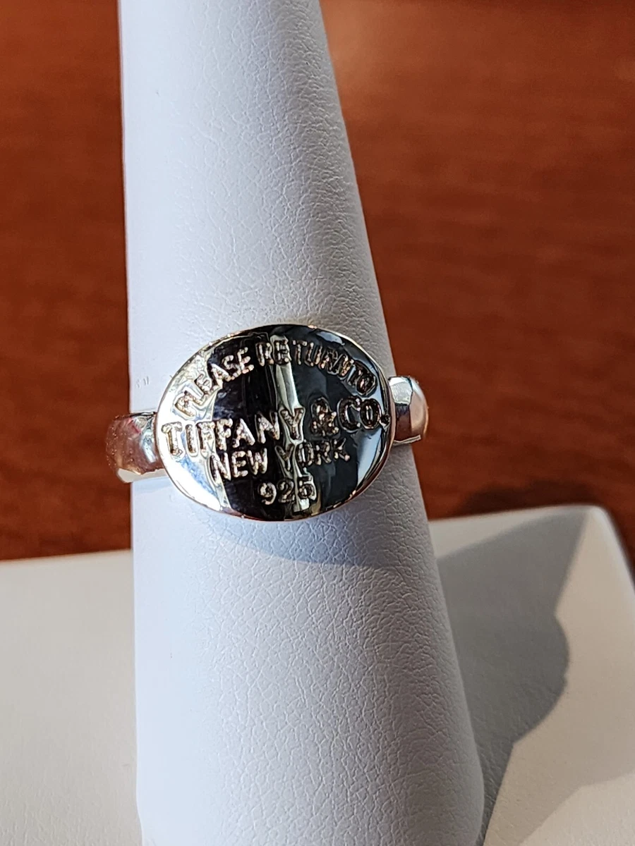 Authentic Vtg Please Return To Tiffany & Co Sterling Silver 925 Ring Sz 7.75