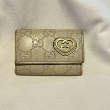 Gucci Guccissima Leather Heart Cream 6 Key Ring Keychain Holder