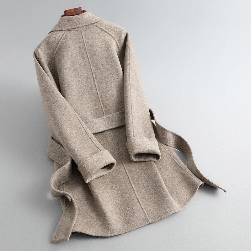 Winter Wool Blend Coat Belt Women Cashmere Jacket Fashion Soft Outerwear New - Image 2 of 4