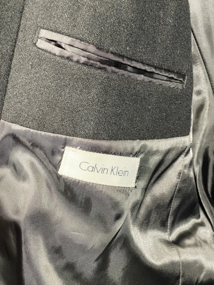 Calvin Klein Mens Wool Coat Black In Excellent Condition!  See Photos For Meas - Image 2 of 4