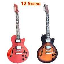 Semi Hollow Body 12 String F Hole Electric Guitar, Alnico V Pickups Jazz Guitar