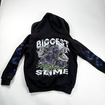 The Biggest Slime Small Full Zip Black Hoodie Snake Money Y2K Missing Zipper