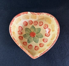 Italica Ars Italy Heart Shaped Bowl Yellow Orange Green Floral Decor