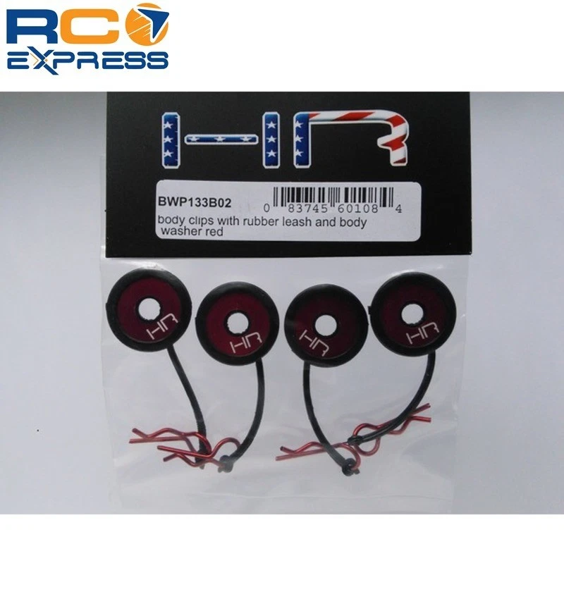 Hot Racing Body Clips w/ Rubber Leash and Body Washer (Red) BWP133B02 - Image 3 of 3