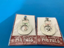 Lot of 2 Crazy Mountain pin pals snowman Christmas Pin