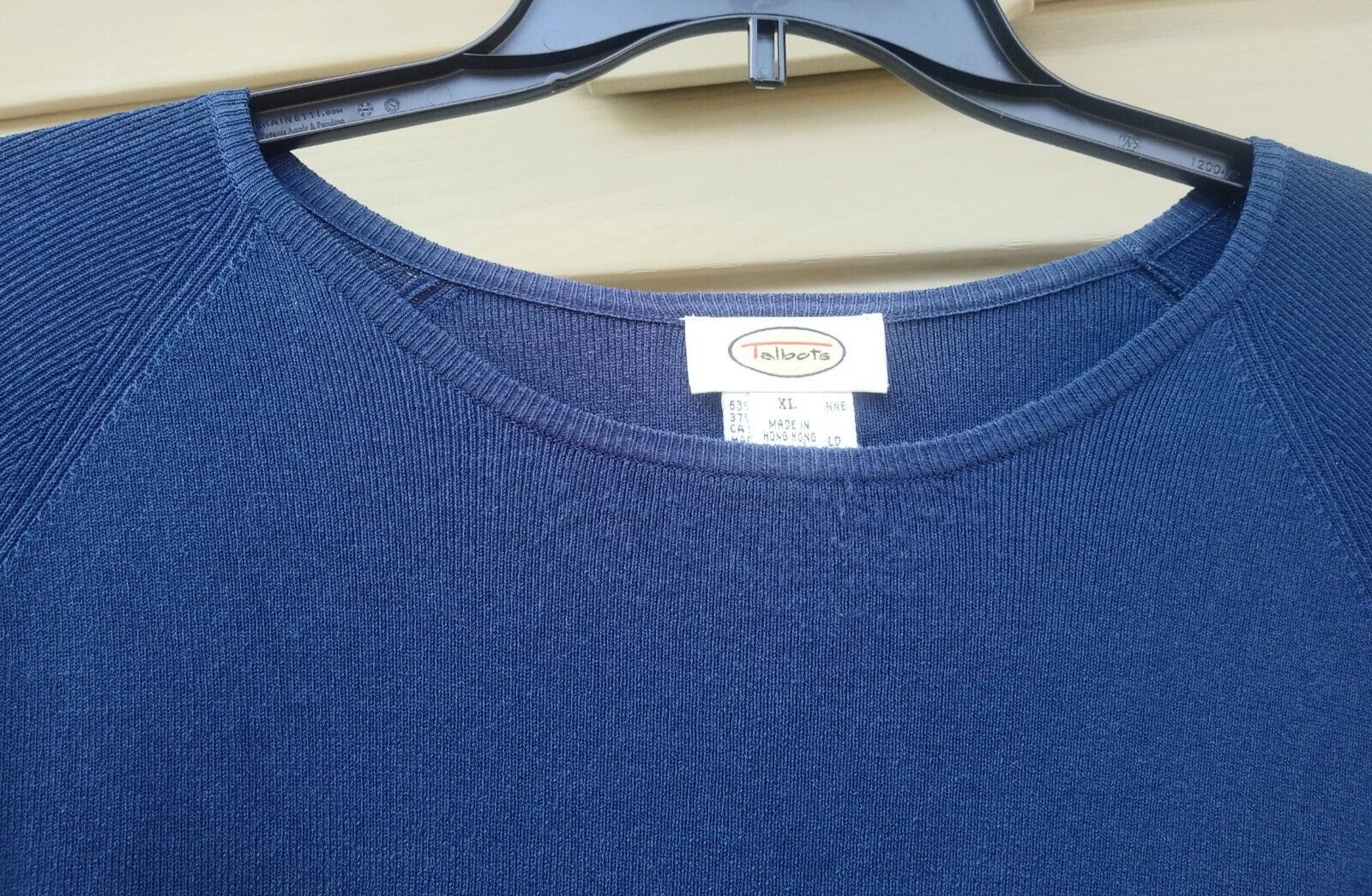 TOP TALBOTS NAVY BLUE KNIT BASIC LONG SLEEVE Sz XL - image 3