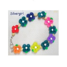 Colorful Polymer Clay Mix Stretch Bracelets Flower, Butterfly