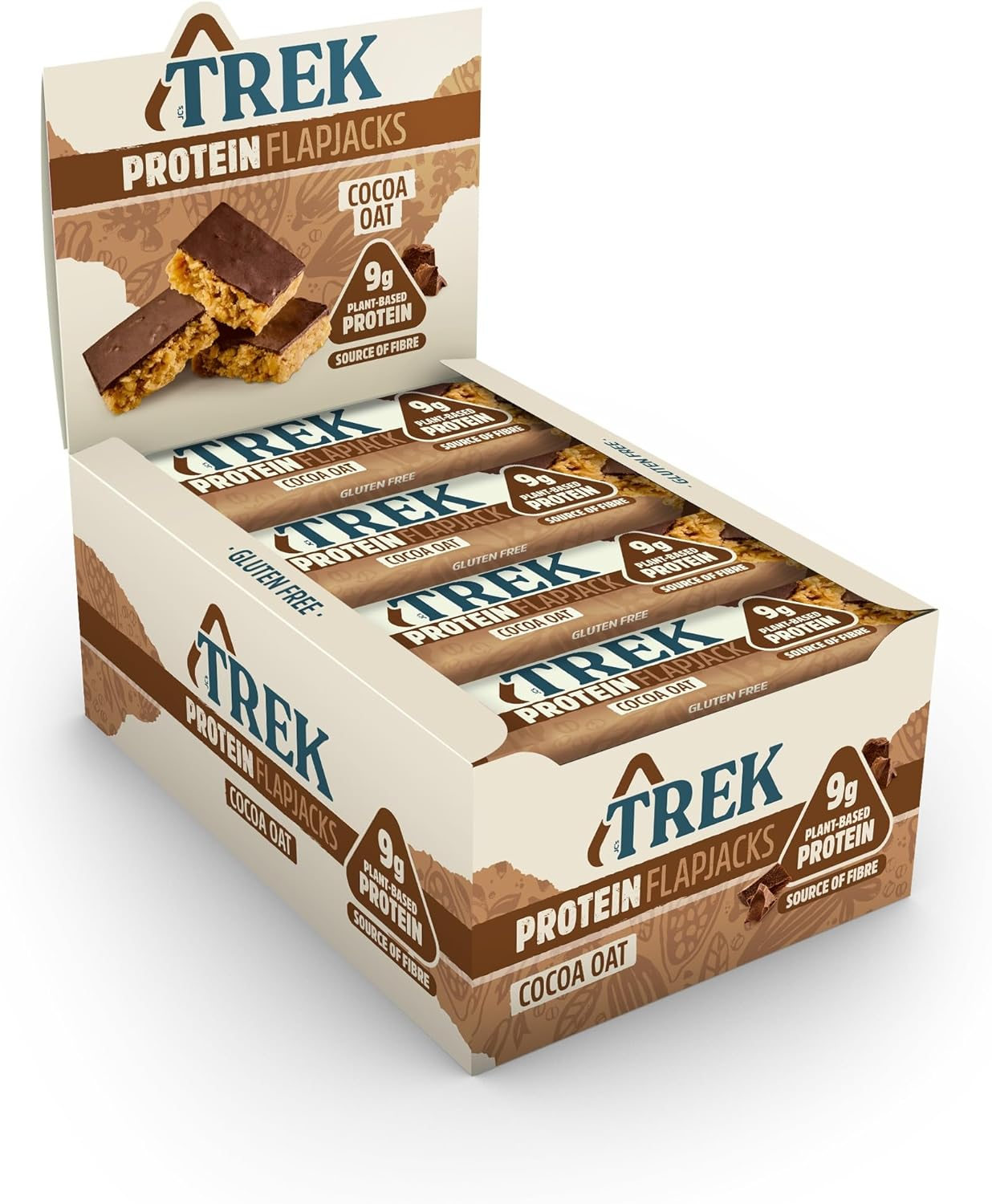 TREK High Protein Flapjack Cocoa Oat 50 G Gluten Free Bars Healthy