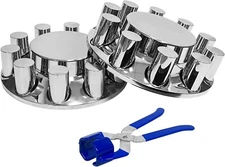 Chrome ABS 33mm Thread-On Axle Cover Hub Caps and Lug Nut Covers for Semi Truck
