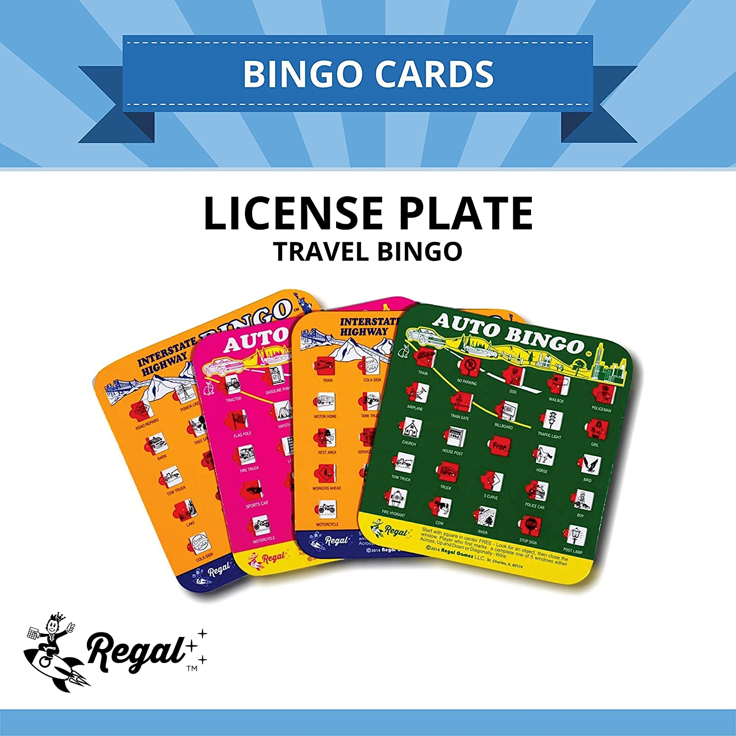 (Set of 4) AUTO BINGO Travel Game Card Traffic Highway Interstate Car ...