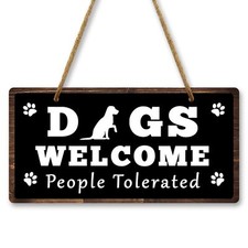 Dog Welcome Sign Pet Wall Sign for Home 10x5 Inch Dog Lover Gift Dog House Ha...
