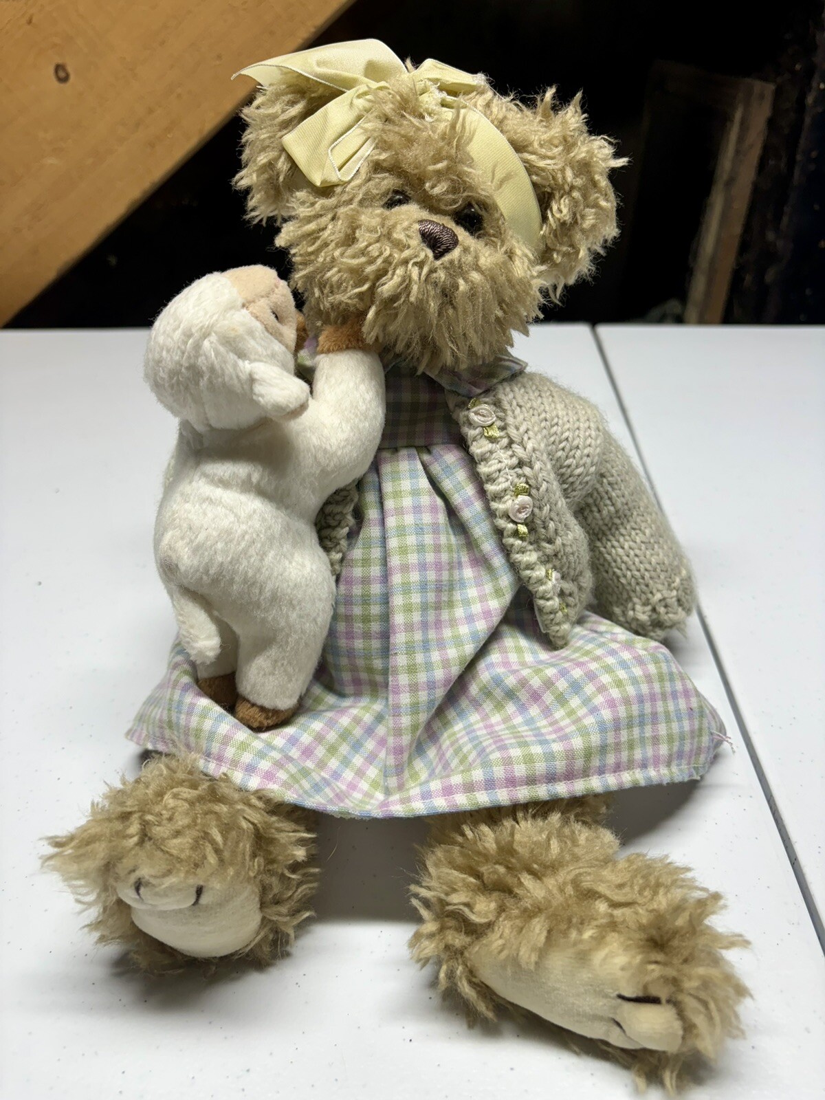 Bearington Collections Plush Bear Mary And Little Lamb
