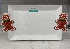 GINGERBREAD COOKIES Melamine 15” SERVING TRAY w/ Handles JINGLE & JOY Christmas