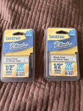 Brother M931 P-Touch Label Tape, PTouch 1/2inch Black On Silver Tape