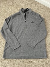 Size XL-Adidas Golf 3-Stripes 1/4 Zip Gray Long Sleeve Pullover Top Mens