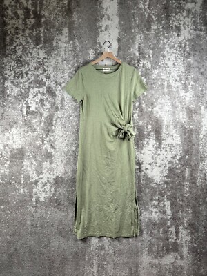 NATION Ltd Dress Large Womens Sage Green Knot Tie Maxi Short Sleeve Stretch  | eBay