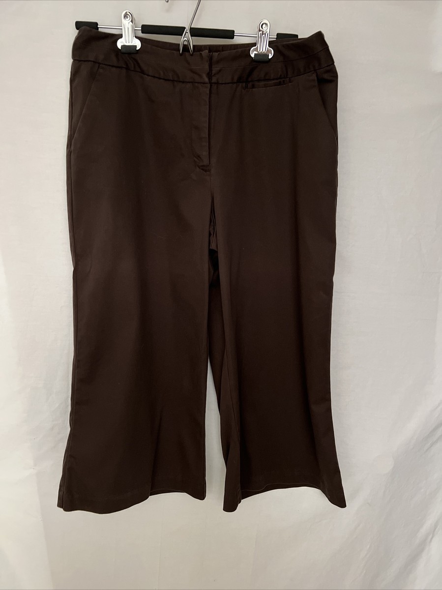 Worthington Stretch Women's Capri Pants Wide Leg Brown Size 12