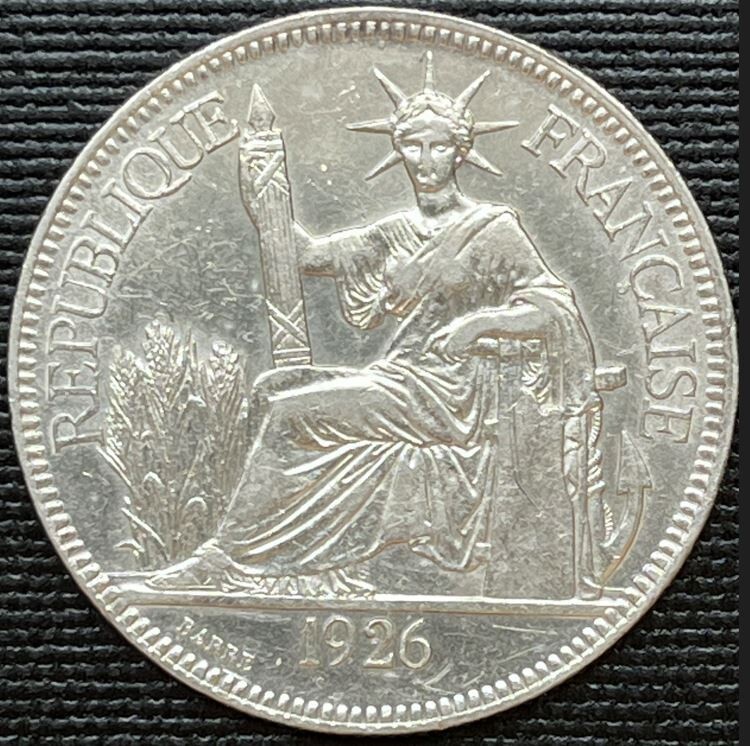 1926年 フランス 旧貨幣 PIASTRE DE COMMERCE 1926 INDO-CHINE FRANCAISE PIASTRE DE COMMERCE Silver Coin Ø