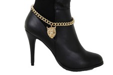 Women Gold Metal Chain Boot Bracelet Anklet Shoe King Lion Charm Crown Jewelry