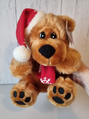 Dunnes Stores Weihnachtsbär Stofftier Plüsch Mütze Schal Soft Expressions Etikett