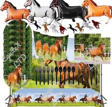 Horse Birthday Decorations Party Equestrian Supplies Pony Tableware Set Balloons