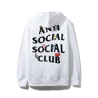 Anti Social Social Club x BT21 Peekaboo Hoodie White (ASSW468) Men's Size  M-2XL