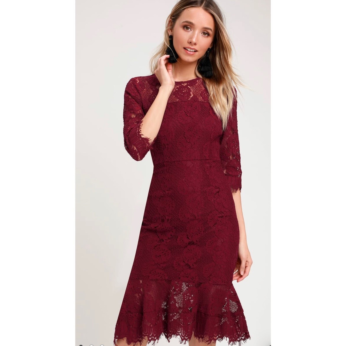 chinese dress ladies Strappy-Back Short Burgundy Homecoming Dress with Lace– PromGirl main image 0