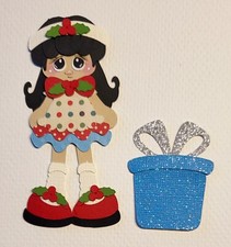 December Mini Calendar Girl Black Hair. Scrapbook, Card making Paper Piecing