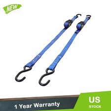 2 Pack 1" x 4 FT 2400 LBS Ratchet Boat Trailer Tie Down Straps w/ S-Hook, Blue