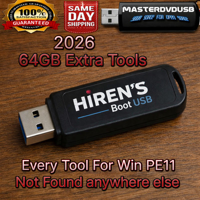 Hiren s Boot USB 2026   64GB Multi Boot + 500 Extra Tools - Fast - WIN11-PE