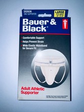 NEW IN BOX Vintage 60s BAUER  BLACK Jockstrap Supporter Men's Large