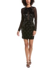 Tadashi Shoji Dina Sequin Eyelash Fringe Mini Dress Women's