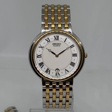 SEIKO QUARTZ Men's Watch, Two-Tone Color, Roman Numerals, Excellent