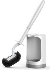 Toilet Bowl Brush Holder Set: Curved Design with Holder for Deep Cleaning under