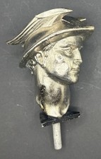 Antique 1920s 1930s Mercury Hermes Radiator Mascot Hood Ornament Winged Head Antique 1920s 1930s Mercury Hermes Radiator Mascot Hood Ornament Winged Head