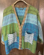 100 Silk Kantha Jacket, One Size Hand Embroidered Boho