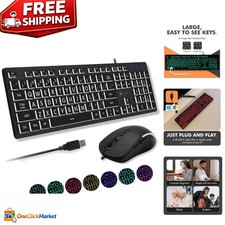 X9 Easy View Wired Keyboard and Mouse Set - 104 Keys with Versatile Illumination