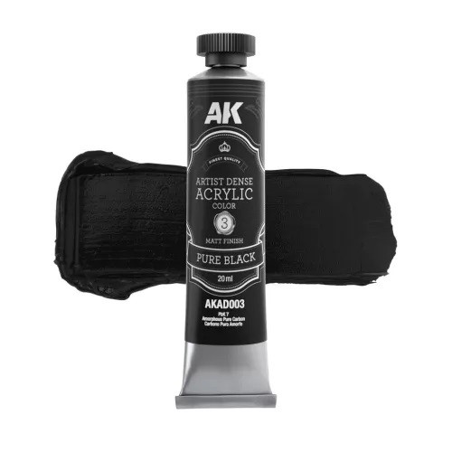 AK Interactive AKAD003 - Artistic Dense Acrylic Color - Pure Black - New
