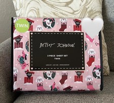 New Betsey Johnson 3 Pc Twin Sheets Set Puppies Dogs Dog Christmas Lights Pink