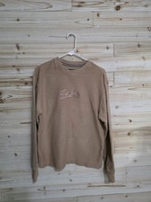 Jordan Beige Pullover Sweatshirt Embroidered Logo Crew Neck Size S