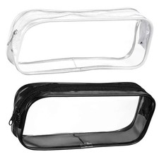 2 PCS Transparent Pencil Case Storage Pouch PVC Large Capacity Pen Organizer