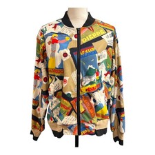 Tail Vintage 90s Novelty Travel Print Bomber Jacket Size L Golf Tennis USA