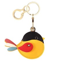 Leather Keychain Holder Case Compatible with AirTag,Cute Protective Bird a