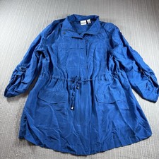 Chicos 100 Silk Jacket Women s 3 Lightweight Drawstring Waist Utility Pockets