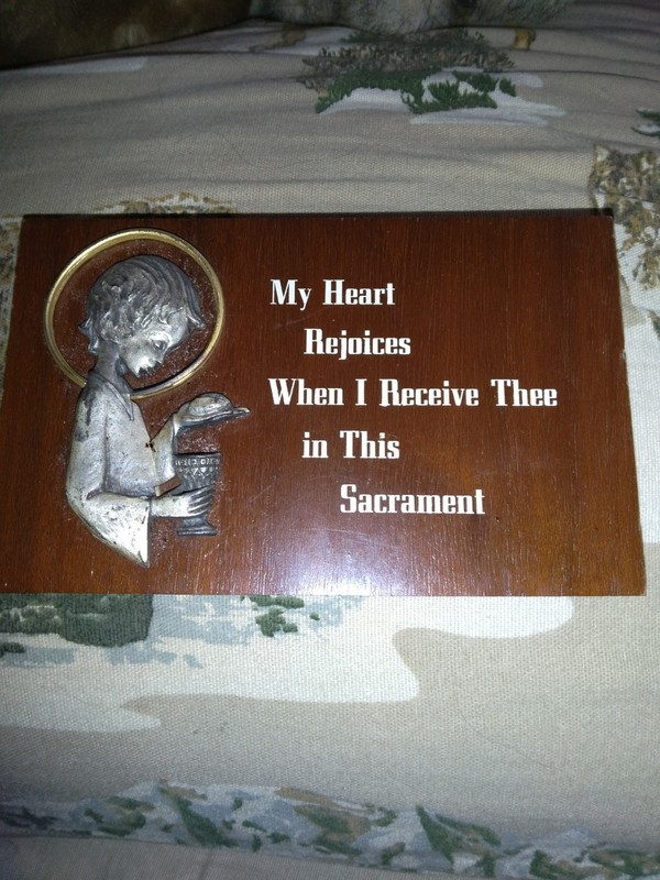 First Holy Communion Gift Wall Plaque Wood And Metal Fair Condition