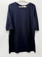Gap Designed & Crafted Navy Shift Dress Size 20 3/4 Sleeve Back Zip Stretch